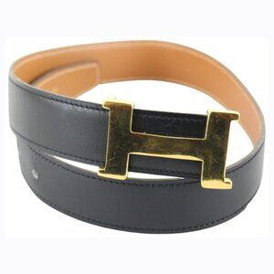 Hermès Reversible Black x Brown x Gold 24mm Constance H Logo Belt Kit 72h84s